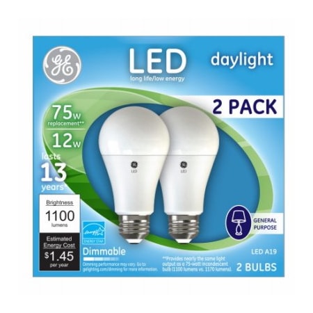 Current GE 2PK 12W Day A19 Bulb 93127670